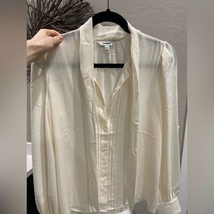 Express bow tie neck cream colored blouse sz S